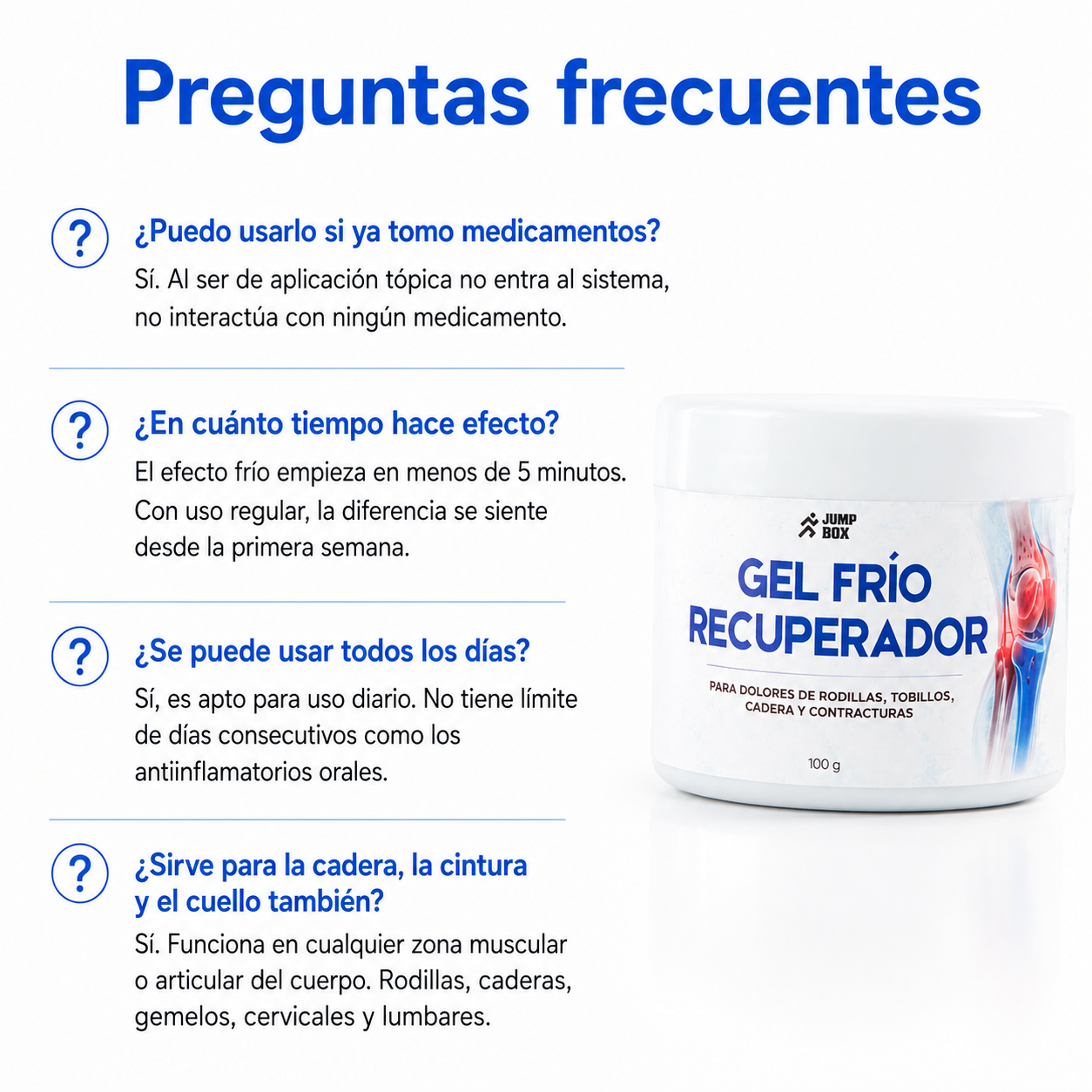 Gel Frío Recuperador Para Dolores Articulares y Musculares 100g.