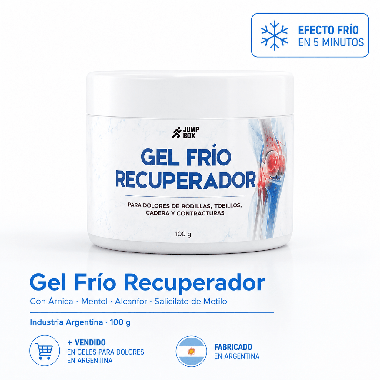Gel Frío Recuperador Para Dolores Articulares y Musculares 100g. - Nico de Jump Box