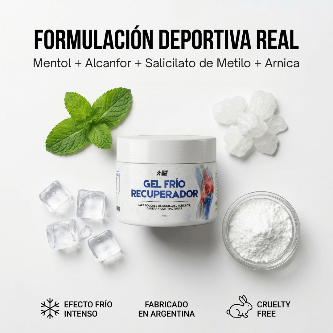 Gel Frío Recuperador Para Dolores Articulares y Musculares 50g - Nico de Jump Box