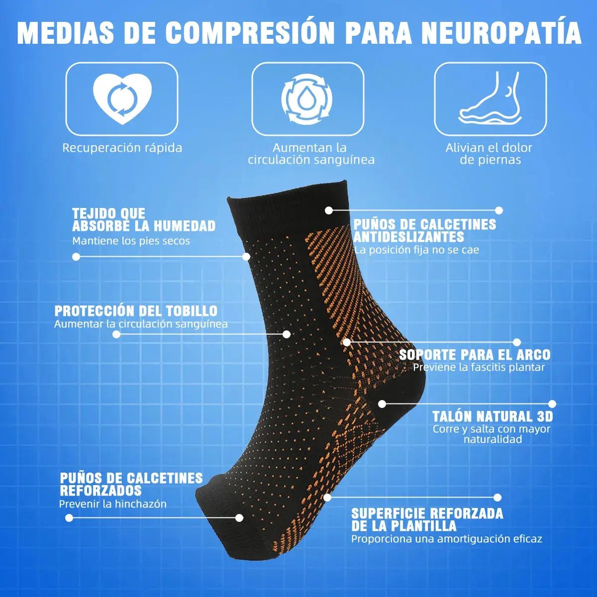 Media de Compresión Corta con Soporte de Arco y Tobillo - Nico de Jump Box
