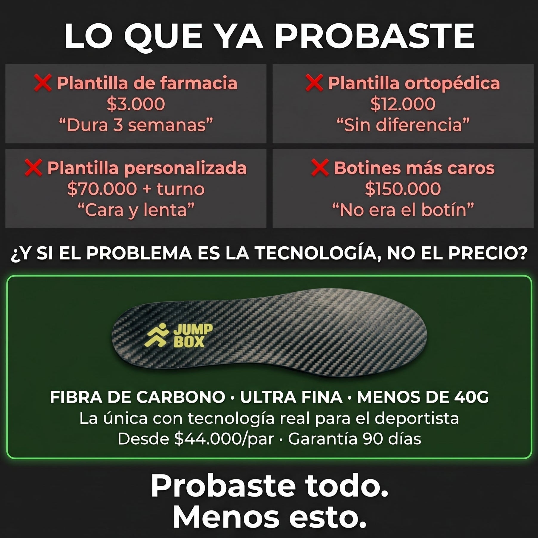 Plantillas de Fibra de Carbono para Amantes del Basquet - Nico de Jump Box