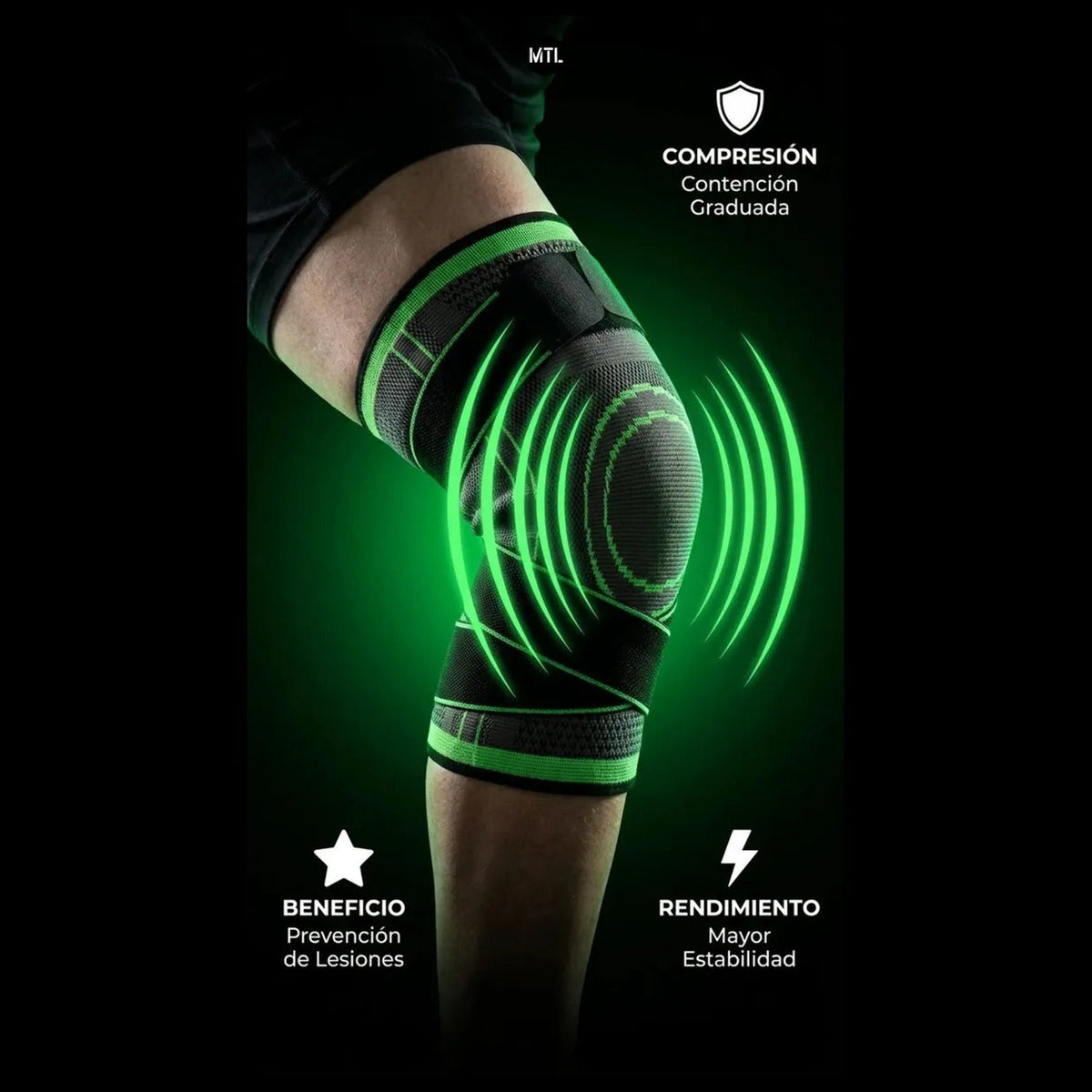 Compresion graduada alrededor de la rodilla