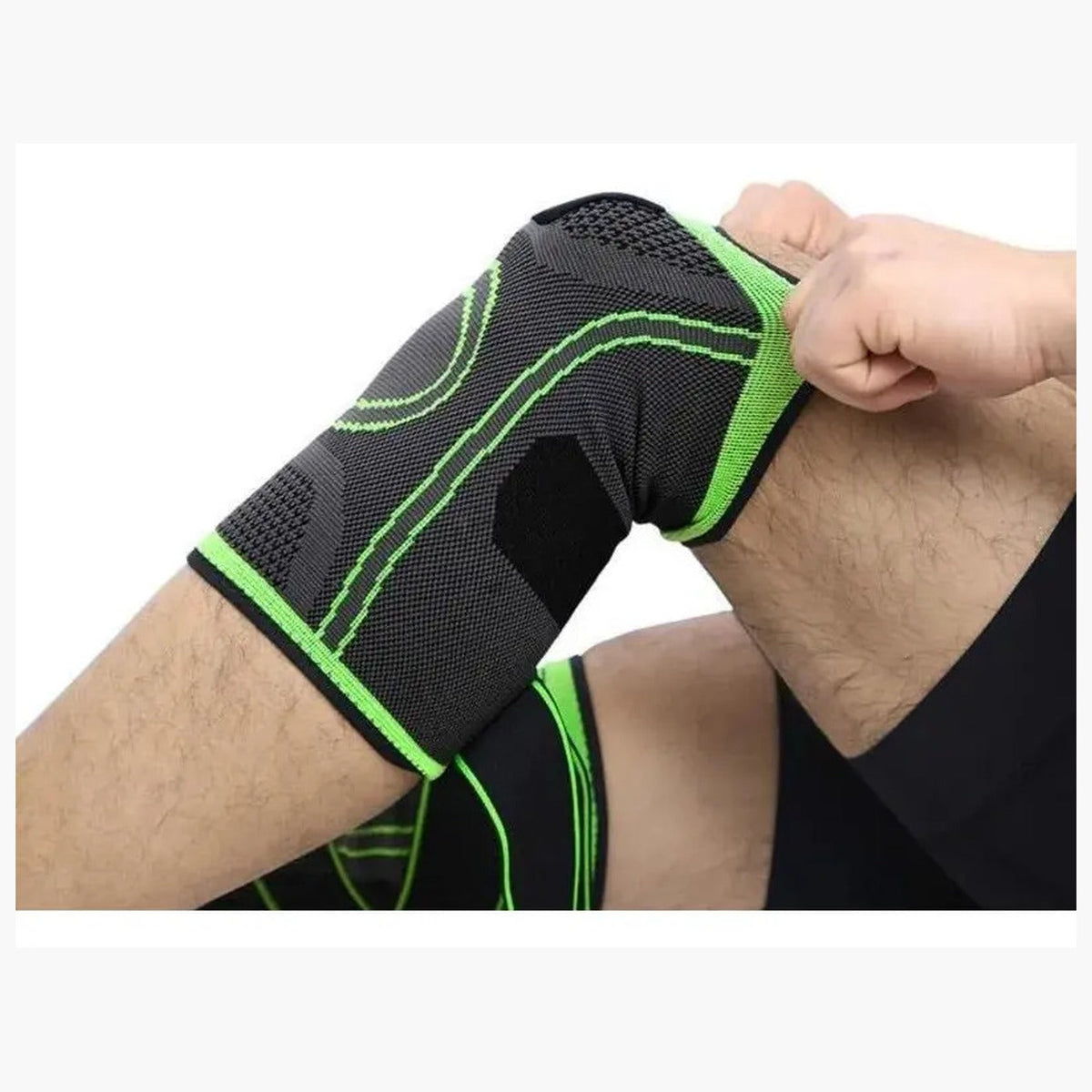 Rodillera elastica con la rodilla flexionada