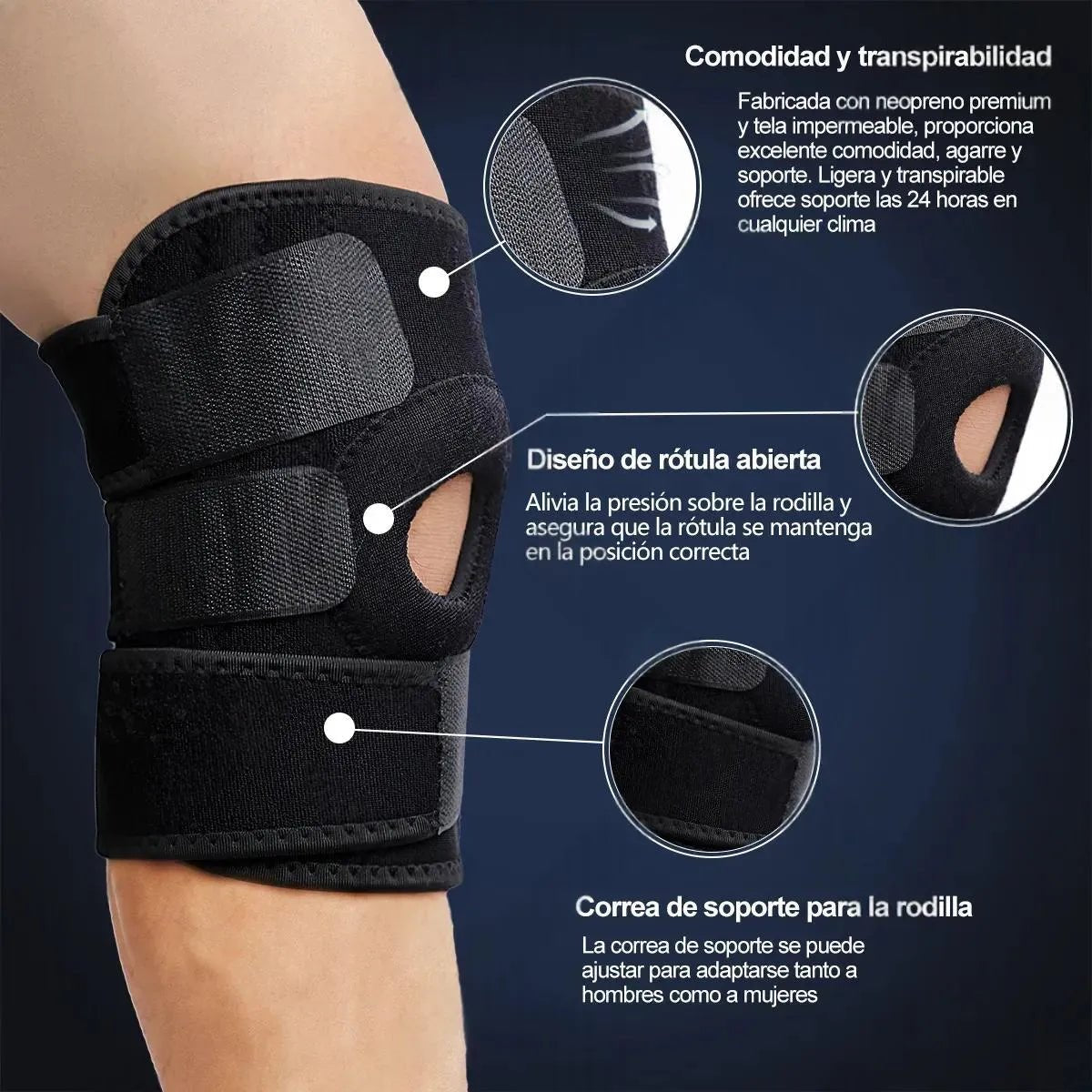 Rodillera Reforzada de Neopreno con Rótula Abierta - Nico de Jump Box
