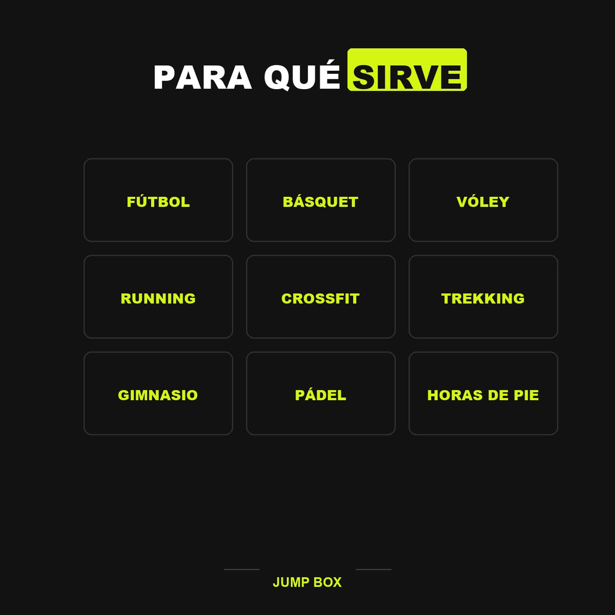 Para que sirve: futbol, basquet, voley, running, crossfit, trekking, gimnasio, padel y horas de pie